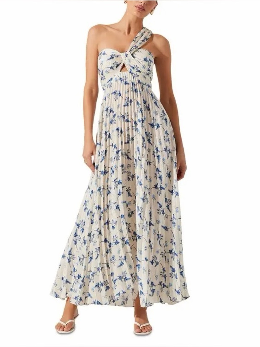 Astr Rasya One Shoulder Floral Maxi Dress Size Medium